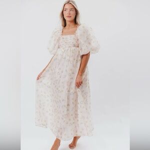 Floral Puff Sleeve Maxi Dress